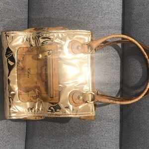 Alviero Martini Gold and Tan Tote Bag